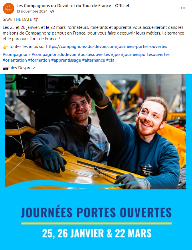 Portes ouvertes Les Compagnons du Devoir et du Tour de France